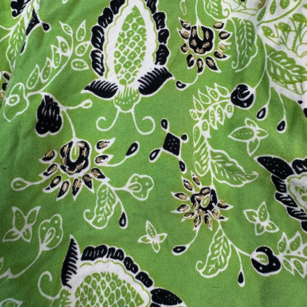 Gado Gado Green Paisley Beaded Sequin Boho Midi Skirt Womens Lined - Picture 7 of 8